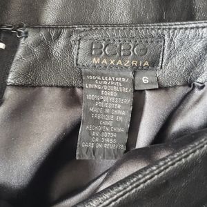 BCBG black leather skirt